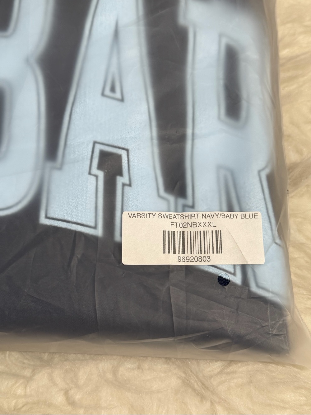 NWT THE BAR XXXL 3XL Oversized Crewneck Sweatshirt Navy Blue Baby Blue Sweater - Picture 9 of 12